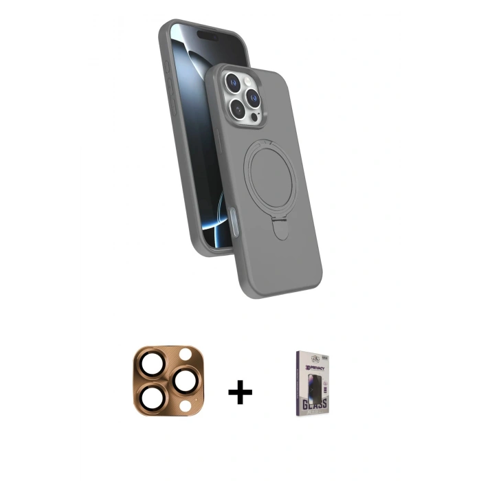 MARSİLYAN™- iPhone 16 Pro Max Kılıf İz Işık Koleksiyonu - Siyah Bilvis Hayalet Cam Ekran Koruyucu + Pers Alüminyum Kamera Lens - CLTM
