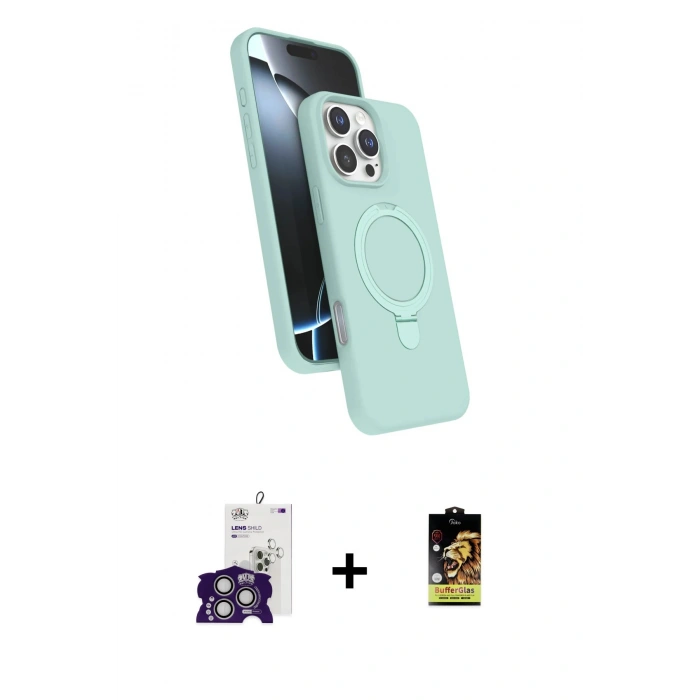 MARSİLYAN™- iPhone 16 Pro Max Kılıf İz Işık Koleksiyonu - Siyah Buffer Cam Ekran Koruyucu + Bilvis Titan Kamera Lens - GS