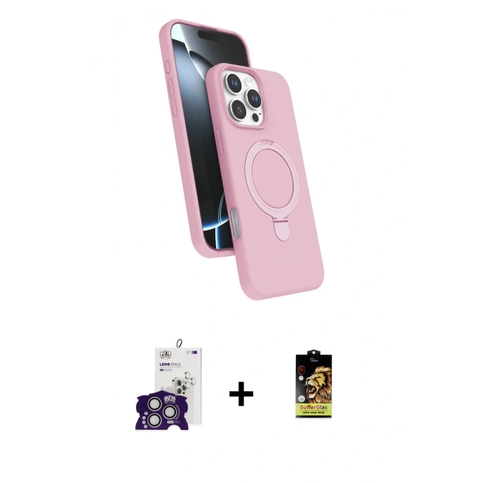 MARSİLYAN™- iPhone 16 Pro Max Kılıf İz Işık Koleksiyonu - Siyah Buffer Cam Ekran Koruyucu + Bilvis Titan Kamera Lens - GS