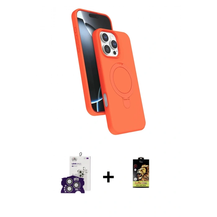 MARSİLYAN™- iPhone 16 Pro Max Kılıf İz Işık Koleksiyonu - Siyah Buffer Cam Ekran Koruyucu + Bilvis Titan Kamera Lens - GS