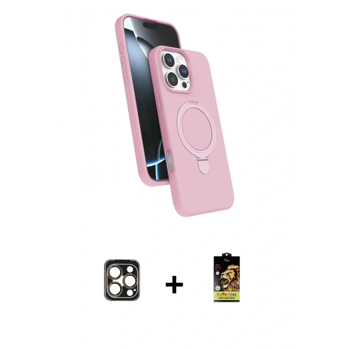 MARSİLYAN™- iPhone 16 Pro Max Kılıf İz Işık Koleksiyonu - Siyah Buffer Cam Ekran Koruyucu + PVD Metal Kamera Lens - GD