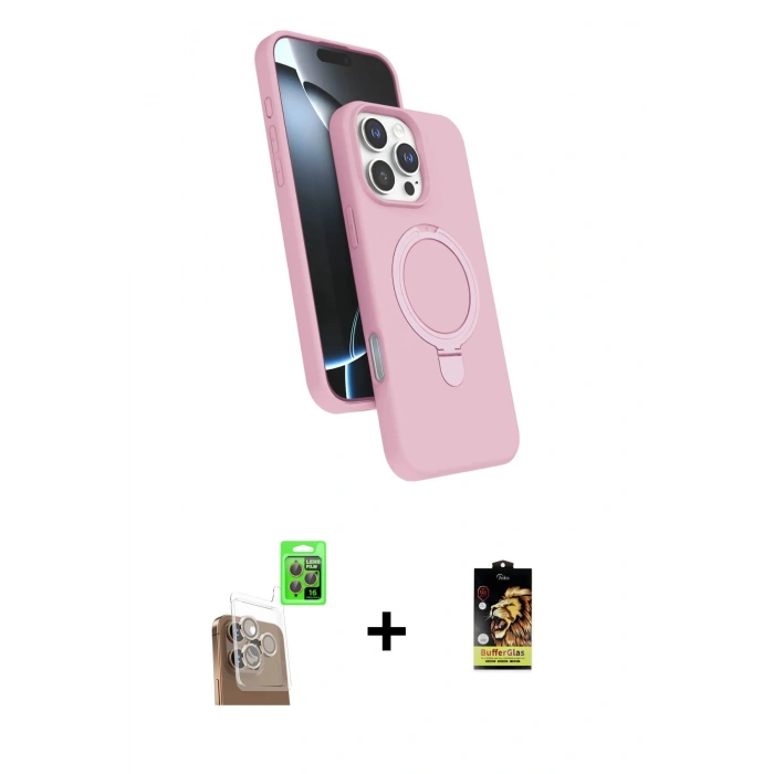MARSİLYAN™- iPhone 16 Pro Max Kılıf İz Işık Koleksiyonu - Siyah Buffer Cam Ekran Koruyucu + Raze Metal Kamera Lens - CLTM