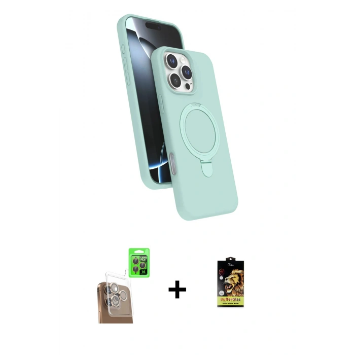 MARSİLYAN™- iPhone 16 Pro Max Kılıf İz Işık Koleksiyonu - Siyah Buffer Cam Ekran Koruyucu + Raze Metal Kamera Lens - CLTM