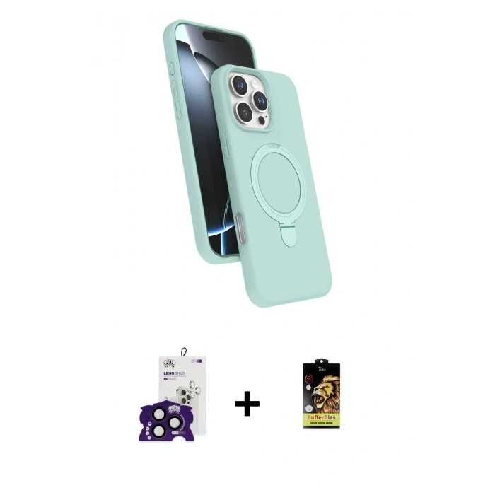 MARSİLYAN™- iPhone 16 Pro Max Kılıf İz Işık Koleksiyonu - Siyah Buffer Cam Ekran Koruyucu + Bilvis Titan Kamera Lens - SH