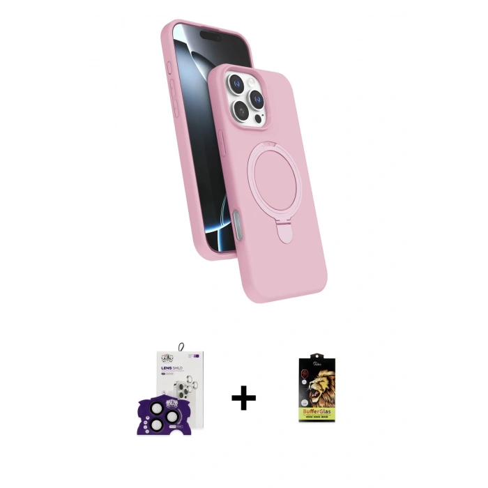 MARSİLYAN™- iPhone 16 Pro Max Kılıf İz Işık Koleksiyonu - Siyah Buffer Cam Ekran Koruyucu + Bilvis Titan Kamera Lens - SH