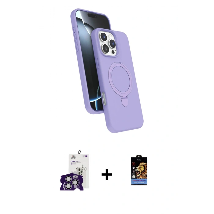 MARSİLYAN™- iPhone 16 Pro Max Kılıf İz Işık Koleksiyonu - Siyah Buffer Hayalet Cam Ekran Koruyucu + Gümüş Bilvis Titan Kamera Lens