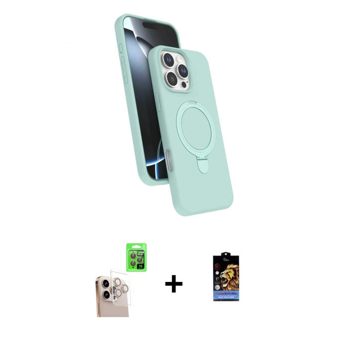 MARSİLYAN™- iPhone 16 Pro Max Kılıf İz Işık Koleksiyonu - Siyah Buffer Hayalet Cam Ekran Koruyucu + Natural Grey Raze Metal Kamera Lens