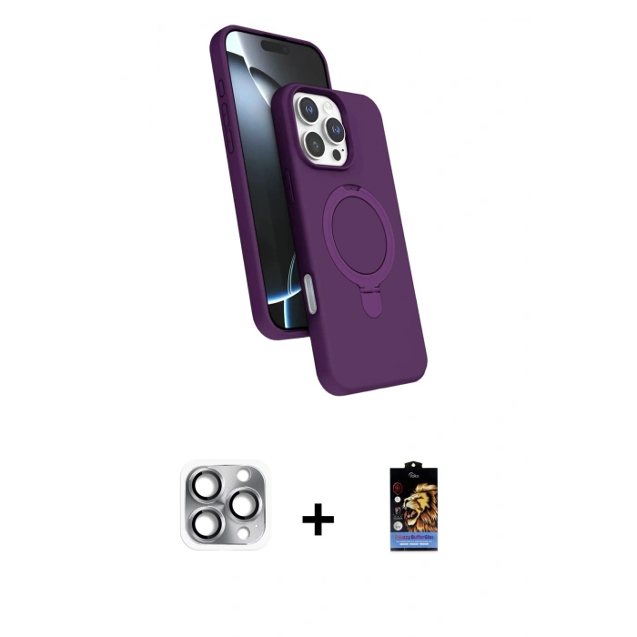 MARSİLYAN™- iPhone 16 Pro Max Kılıf İz Işık Koleksiyonu - Siyah Buffer Hayalet Cam Ekran Koruyucu + Pers Alüminyum Kamera Lens - GI