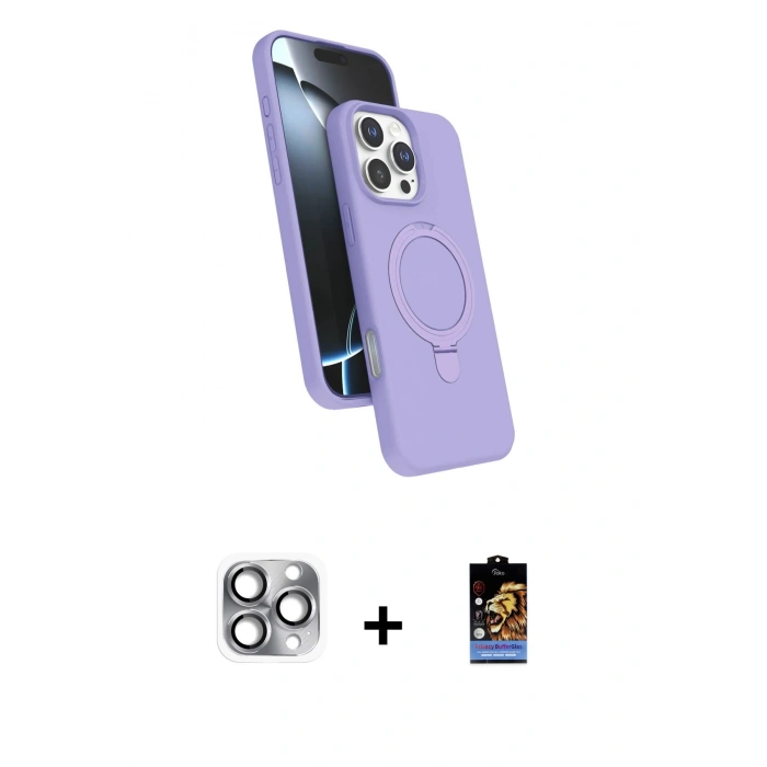 MARSİLYAN™- iPhone 16 Pro Max Kılıf İz Işık Koleksiyonu - Siyah Buffer Hayalet Cam Ekran Koruyucu + Pers Alüminyum Kamera Lens - GI