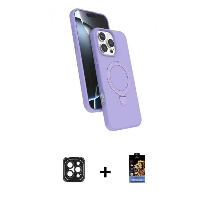 MARSİLYAN™- iPhone 16 Pro Max Kılıf İz Işık Koleksiyonu - Siyah Buffer Hayalet Cam Ekran Koruyucu + PVD Metal Kamera Lens - SH