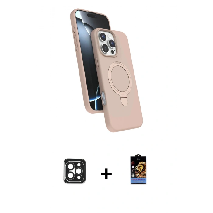 MARSİLYAN™- iPhone 16 Pro Max Kılıf İz Işık Koleksiyonu - Siyah Buffer Hayalet Cam Ekran Koruyucu + PVD Metal Kamera Lens - SH