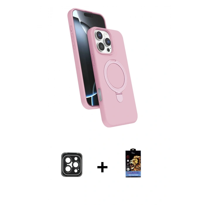 MARSİLYAN™- iPhone 16 Pro Max Kılıf İz Işık Koleksiyonu - Siyah Buffer Hayalet Cam Ekran Koruyucu + PVD Metal Kamera Lens - SH