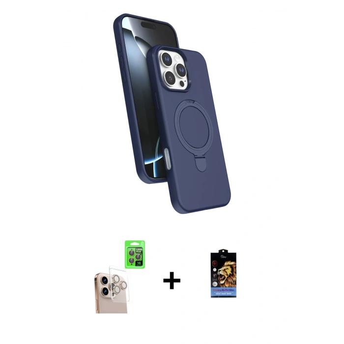 MARSİLYAN™- iPhone 16 Pro Max Kılıf İz Işık Koleksiyonu - Siyah Buffer Hayalet Cam Ekran Koruyucu + Raze Metal Kamera Lens - NLGY