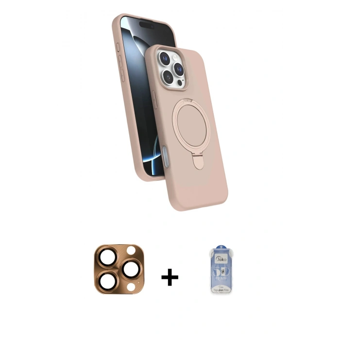 MARSİLYAN™- iPhone 16 Pro Max Kılıf İz Işık Koleksiyonu - Siyah Joko Magic 5D Cam + Pers Alüminyum Kamera Lens - CLTM
