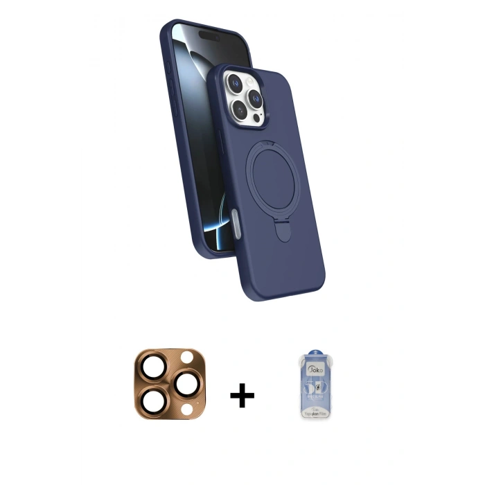 MARSİLYAN™- iPhone 16 Pro Max Kılıf İz Işık Koleksiyonu - Siyah Joko Magic 5D Cam + Pers Alüminyum Kamera Lens - CLTM