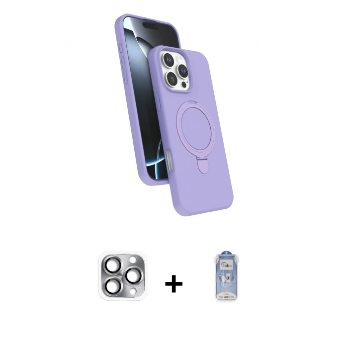 MARSİLYAN™- iPhone 16 Pro Max Kılıf İz Işık Koleksiyonu - Siyah Joko Magic 5D Cam + Pers Alüminyum Kamera Lens - GI