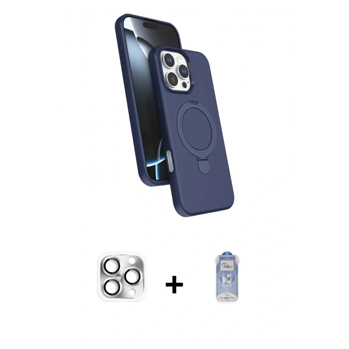 MARSİLYAN™- iPhone 16 Pro Max Kılıf İz Işık Koleksiyonu - Siyah Joko Magic 5D Cam + Pers Alüminyum Kamera Lens - GS