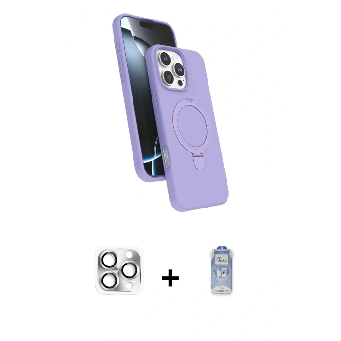 MARSİLYAN™- iPhone 16 Pro Max Kılıf İz Işık Koleksiyonu - Siyah Joko Magic 5D Cam + Pers Alüminyum Kamera Lens - GS