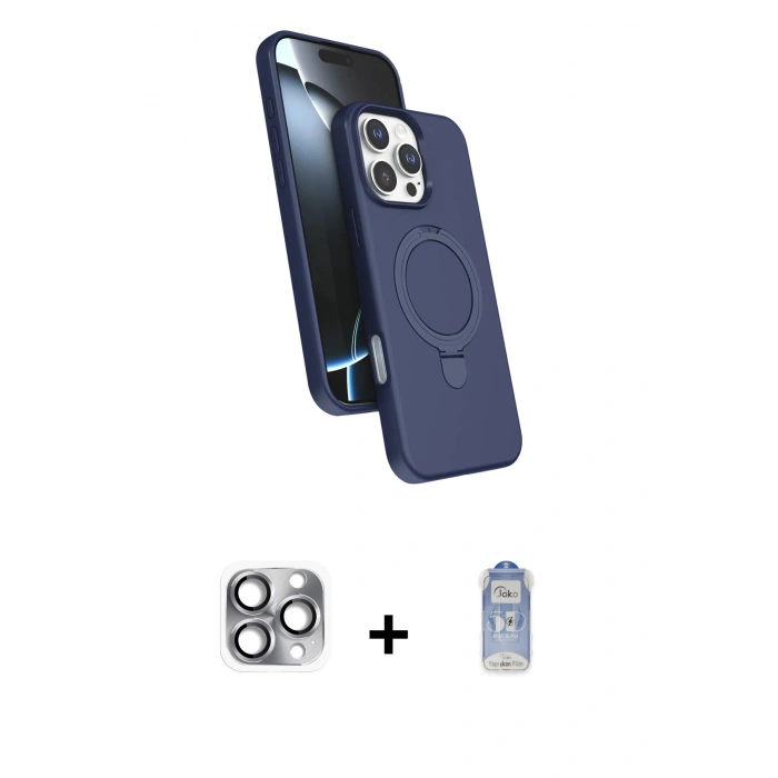 MARSİLYAN™- iPhone 16 Pro Max Kılıf İz Işık Koleksiyonu - Siyah Joko Magic 5D Cam + Pers Alüminyum Kamera Lens - GI