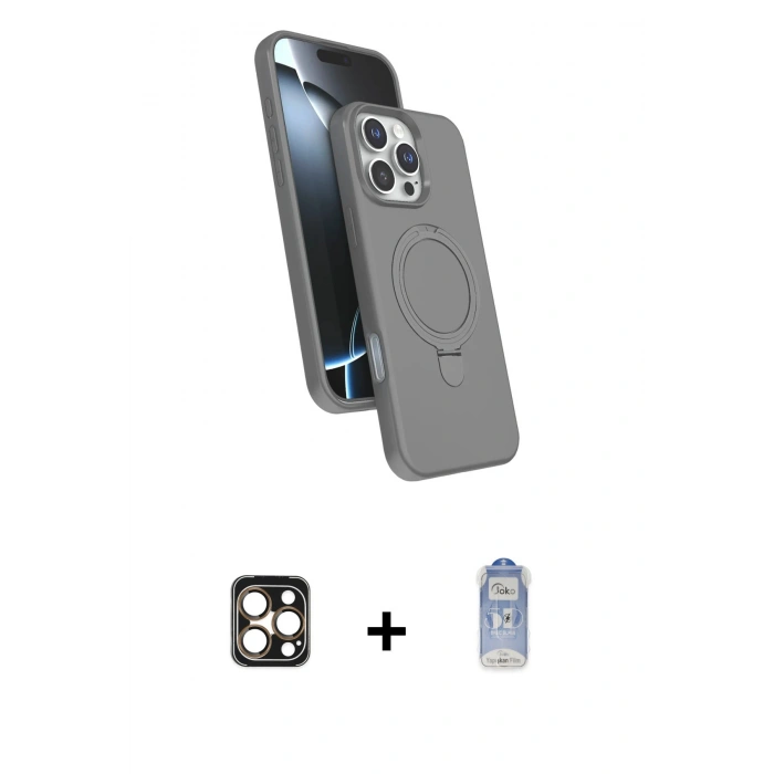 MARSİLYAN™- iPhone 16 Pro Max Kılıf İz Işık Koleksiyonu - Siyah Joko Magic 5D Cam + PVD Metal Kamera Lens - GD