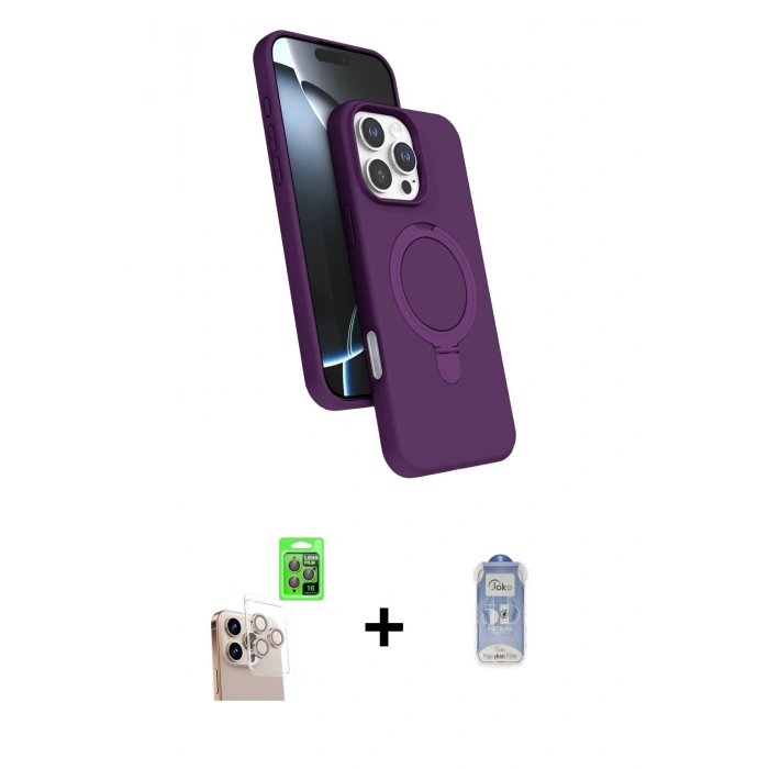 MARSİLYAN™- iPhone 16 Pro Max Kılıf İz Işık Koleksiyonu - Siyah Joko Magic 5D Cam + Raze Metal Kamera Lens - NLGY
