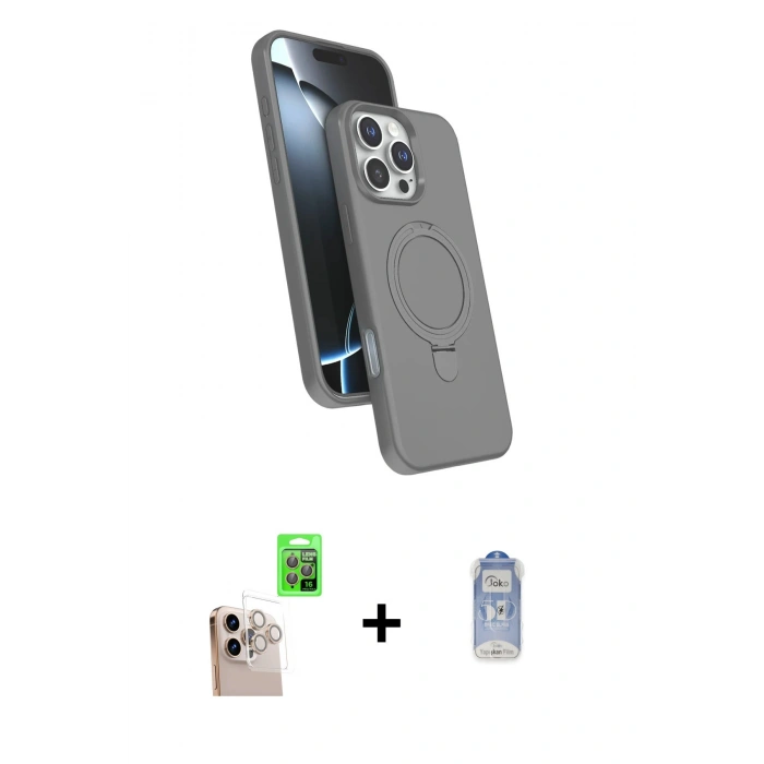 MARSİLYAN™- iPhone 16 Pro Max Kılıf İz Işık Koleksiyonu - Siyah Joko Magic 5D Cam + Raze Metal Kamera Lens - NLGY