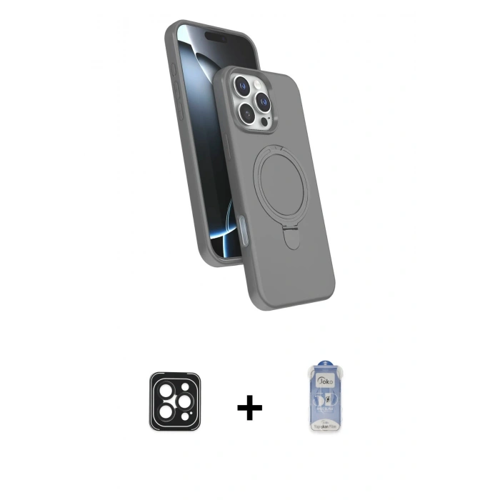 MARSİLYAN™- iPhone 16 Pro Max Kılıf İz Işık Koleksiyonu - Siyah Joko Magic 5D Cam + PVD Metal Kamera Lens - SH