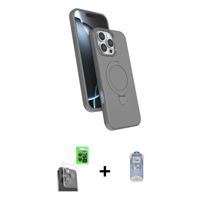 MARSİLYAN™- iPhone 16 Pro Max Kılıf İz Işık Koleksiyonu - Siyah Joko Magic 5D Cam + Raze Metal Kamera Lens - SH