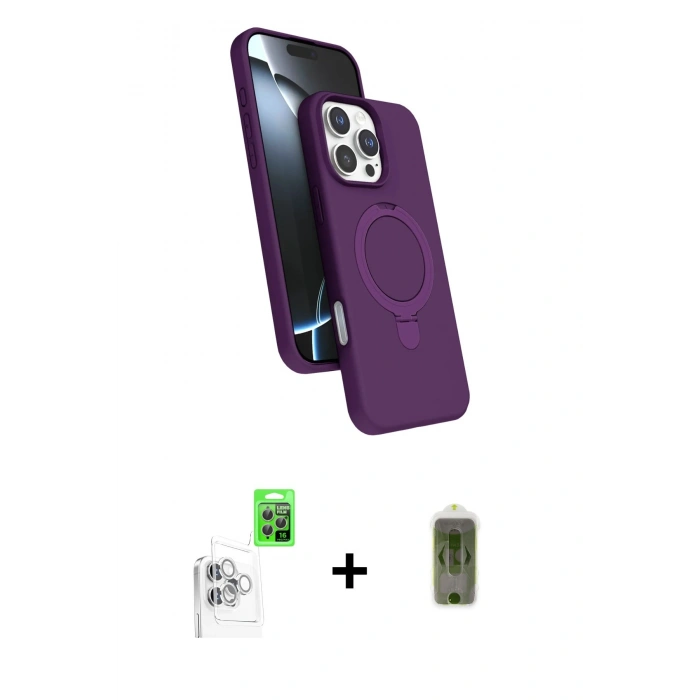 MARSİLYAN™- iPhone 16 Pro Max Kılıf İz Işık Koleksiyonu - Siyah Joko Magic 5D Hayalet Cam + Raze Metal Kamera Lens - BZ