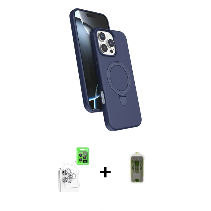 MARSİLYAN™- iPhone 16 Pro Max Kılıf İz Işık Koleksiyonu - Siyah Joko Magic 5D Hayalet Cam + Raze Metal Kamera Lens - BZ