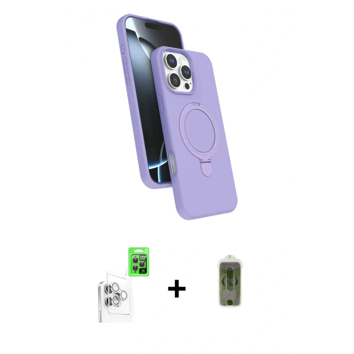 MARSİLYAN™- iPhone 16 Pro Max Kılıf İz Işık Koleksiyonu - Siyah Joko Magic 5D Hayalet Cam + Raze Metal Kamera Lens - BZ