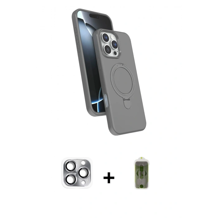MARSİLYAN™- iPhone 16 Pro Max Kılıf İz Işık Koleksiyonu - Siyah Joko Magic 5D Hayalet Cam + Pers Alüminyum Kamera Lens - GI