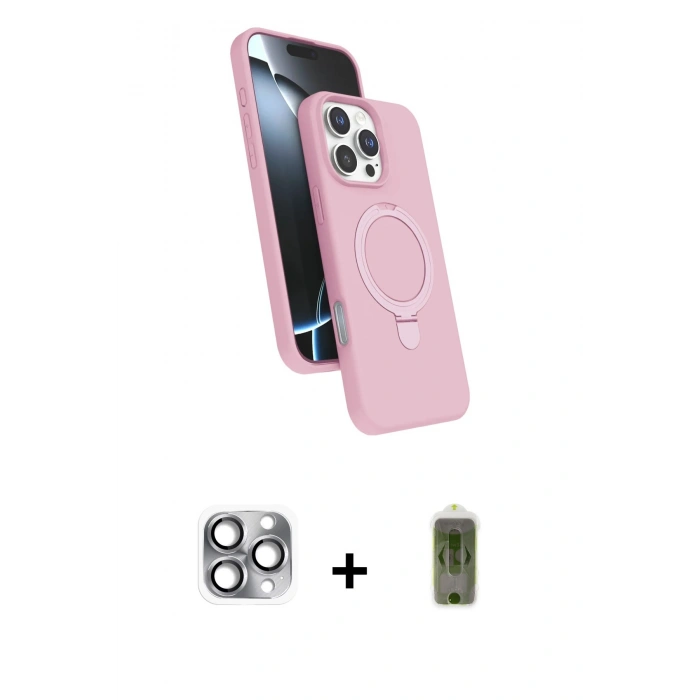 MARSİLYAN™- iPhone 16 Pro Max Kılıf İz Işık Koleksiyonu - Siyah Joko Magic 5D Hayalet Cam + Pers Alüminyum Kamera Lens - GI