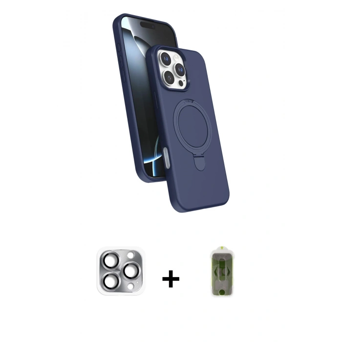 MARSİLYAN™- iPhone 16 Pro Max Kılıf İz Işık Koleksiyonu - Siyah Joko Magic 5D Hayalet Cam + Pers Alüminyum Kamera Lens - GI