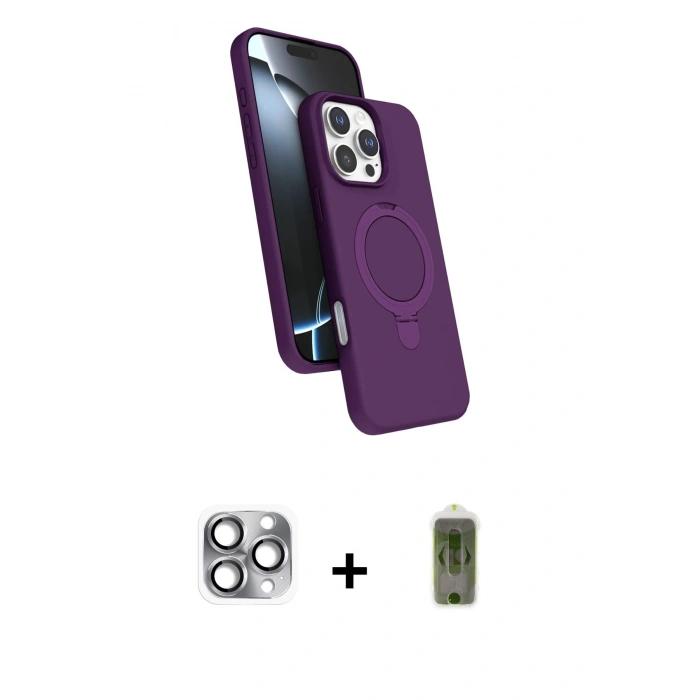 MARSİLYAN™- iPhone 16 Pro Max Kılıf İz Işık Koleksiyonu - Siyah Joko Magic 5D Hayalet Cam + Pers Alüminyum Kamera Lens - GI