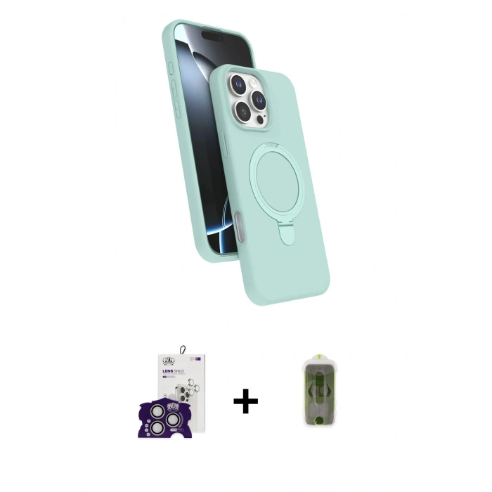 MARSİLYAN™- iPhone 16 Pro Max Kılıf İz Işık Koleksiyonu - Siyah Joko Magic 5D Hayalet Cam + Gümüş Bilvis Titan Kamera Lens