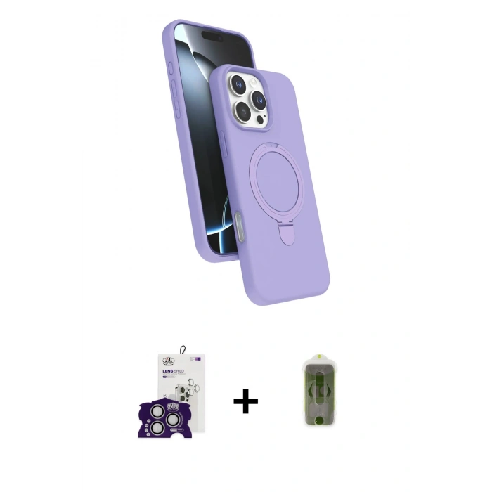MARSİLYAN™- iPhone 16 Pro Max Kılıf İz Işık Koleksiyonu - Siyah Joko Magic 5D Hayalet Cam + Gümüş Bilvis Titan Kamera Lens