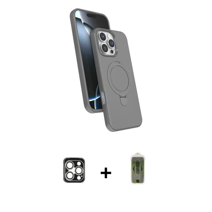 MARSİLYAN™- iPhone 16 Pro Max Kılıf İz Işık Koleksiyonu - Siyah Joko Magic 5D Hayalet Cam + PVD Metal Kamera Lens - GS