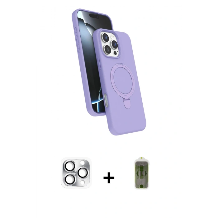 MARSİLYAN™- iPhone 16 Pro Max Kılıf İz Işık Koleksiyonu - Siyah Joko Magic 5D Hayalet Cam + Pers Alüminyum Kamera Lens - GS