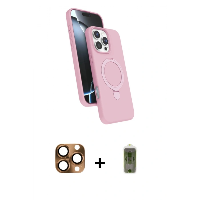 MARSİLYAN™- iPhone 16 Pro Max Kılıf İz Işık Koleksiyonu - Siyah Joko Magic 5D Hayalet Cam + Pers Alüminyum Kamera Lens - CLTM