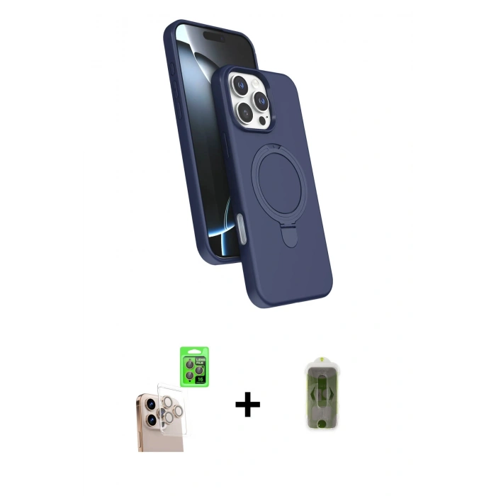 MARSİLYAN™- iPhone 16 Pro Max Kılıf İz Işık Koleksiyonu - Siyah Joko Magic 5D Hayalet Cam + Raze Metal Kamera Lens - NLGY