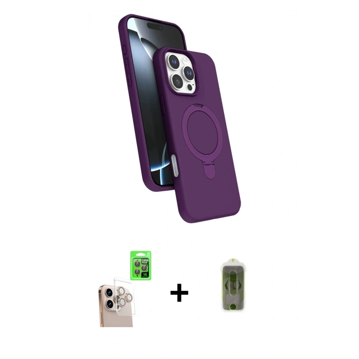 MARSİLYAN™- iPhone 16 Pro Max Kılıf İz Işık Koleksiyonu - Siyah Joko Magic 5D Hayalet Cam + Raze Metal Kamera Lens - NLGY