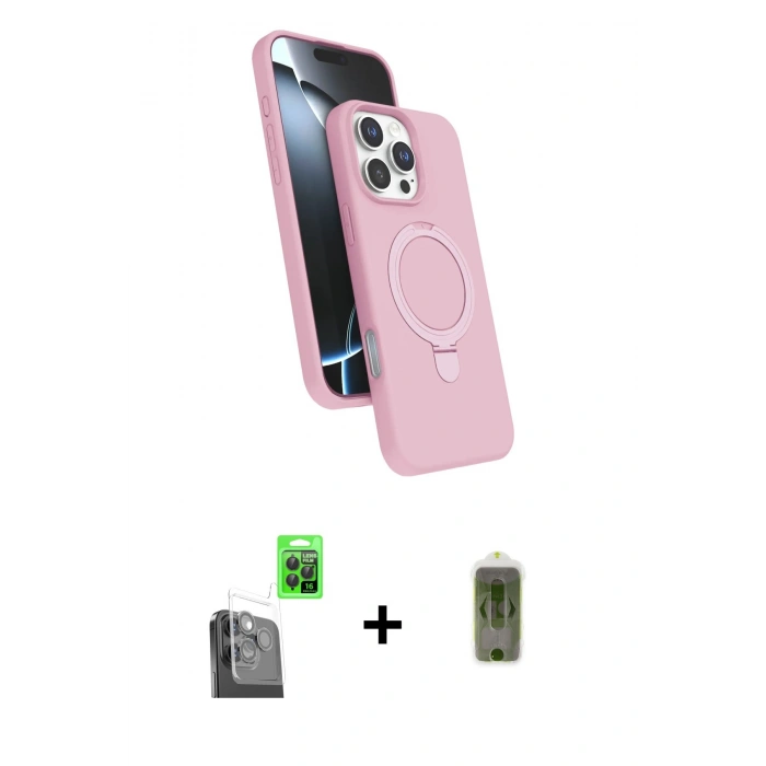 MARSİLYAN™- iPhone 16 Pro Max Kılıf İz Işık Koleksiyonu - Siyah Joko Magic 5D Hayalet Cam + Raze Metal Kamera Lens - SH