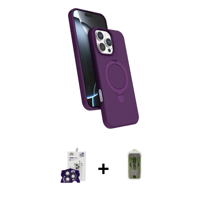 MARSİLYAN™- iPhone 16 Pro Max Kılıf İz Işık Koleksiyonu - Siyah Joko Magic 5D Hayalet Cam + Titanyum Gri Bilvis Titan Kamera Lens