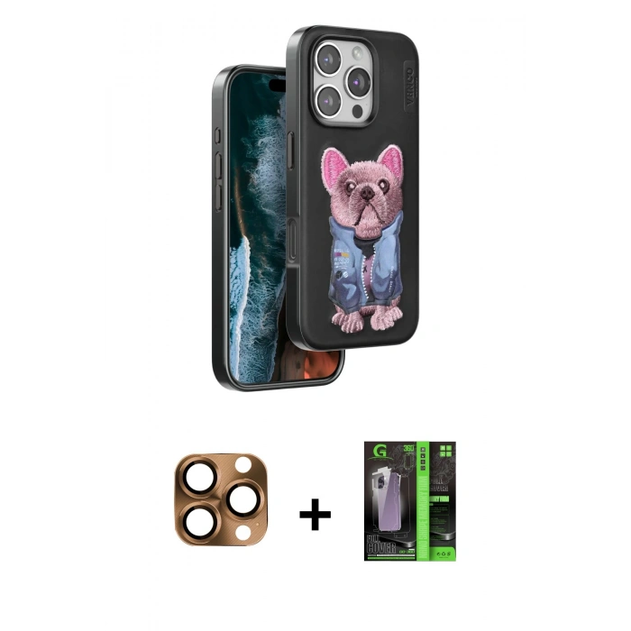 MARSİLYAN™- iPhone 16 Pro Max Kılıf İz Minimal Koleksiyonu - Şeffaf 360 Full Body Arka Koruyucu + Pers Alüminyum Kamera Lens - CLTM