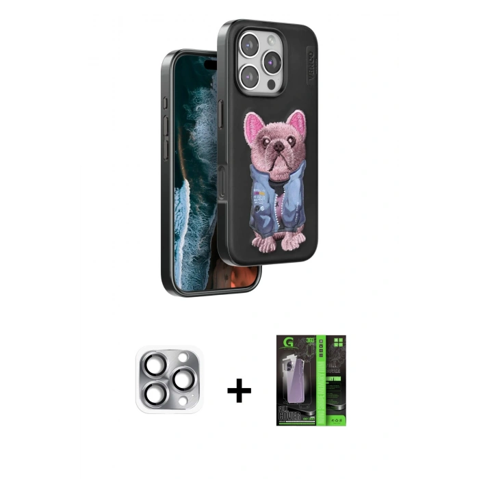 MARSİLYAN™- iPhone 16 Pro Max Kılıf İz Minimal Koleksiyonu - Şeffaf 360 Full Body Arka Koruyucu + Pers Alüminyum Kamera Lens - GI
