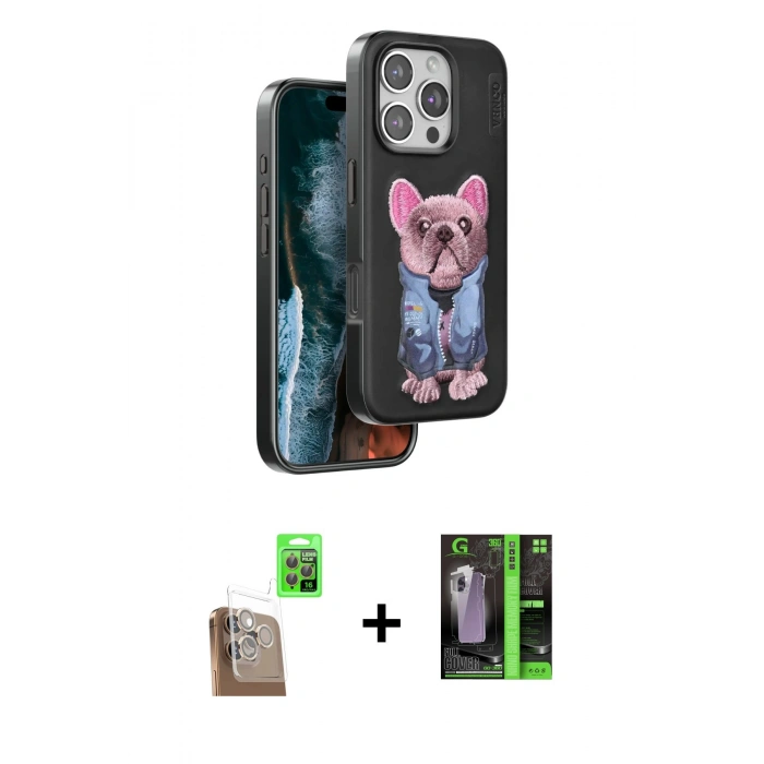MARSİLYAN™- iPhone 16 Pro Max Kılıf İz Minimal Koleksiyonu - Şeffaf 360 Full Body Arka Koruyucu + Raze Metal Kamera Lens - CLTM