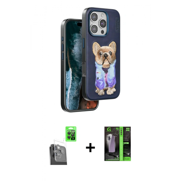 MARSİLYAN™- iPhone 16 Pro Max Kılıf İz Minimal Koleksiyonu - Şeffaf 360 Full Body Arka Koruyucu + Raze Metal Kamera Lens - SH