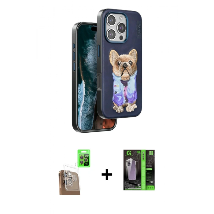MARSİLYAN™- iPhone 16 Pro Max Kılıf İz Minimal Koleksiyonu - Şeffaf 360 Full Body Arka Koruyucu + Raze Metal Kamera Lens - CLTM
