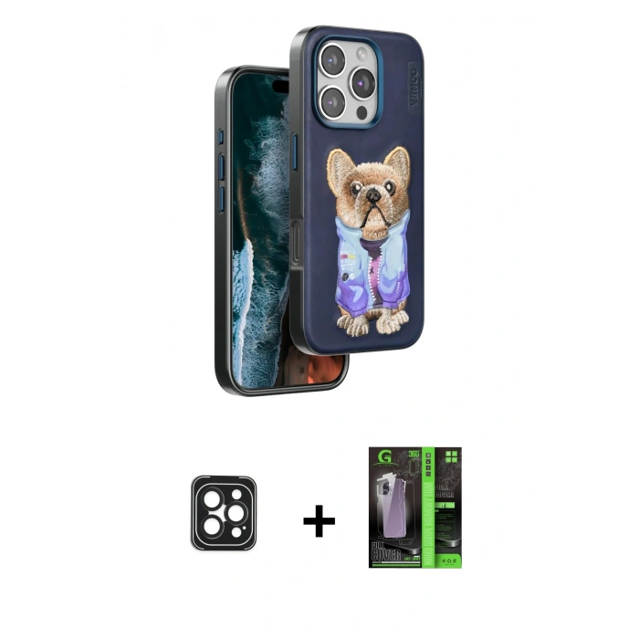 MARSİLYAN™- iPhone 16 Pro Max Kılıf İz Minimal Koleksiyonu - Şeffaf 360 Full Body Arka Koruyucu + PVD Metal Kamera Lens - SH
